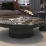 Black Rose Marble Nesting Coffee Table Set