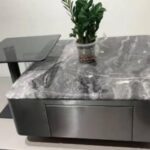 Venice Brown Marble Coffee Table with Drawers