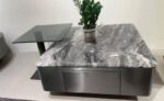 Venice Brown Marble Coffee Table with Drawers