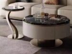 Upholstered Leather Metal Base + Platinum Diamond Stone