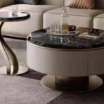 Upholstered Leather Metal Base + Platinum Diamond Stone